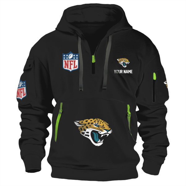 Jacksonville Jaguars Premium NFL Quarter Zip Hoodie - Image 2