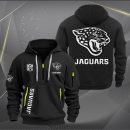Jacksonville Jaguars White Logo NFL Quarter Zip Hoodie