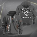 Jacksonville Jaguars White Logo NFL Quarter Zip Hoodie
