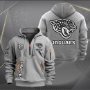 Jacksonville Jaguars White Logo NFL Quarter Zip Hoodie