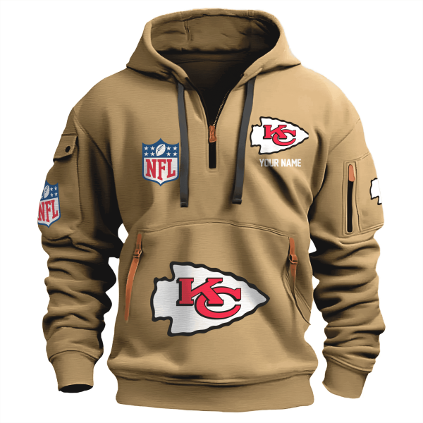 Kansas City Chiefs Premium NFL Quarter Zip Hoodie - Image 2