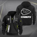 Kansas City Chiefs White Logo NFL Quarter Zip Hoodie