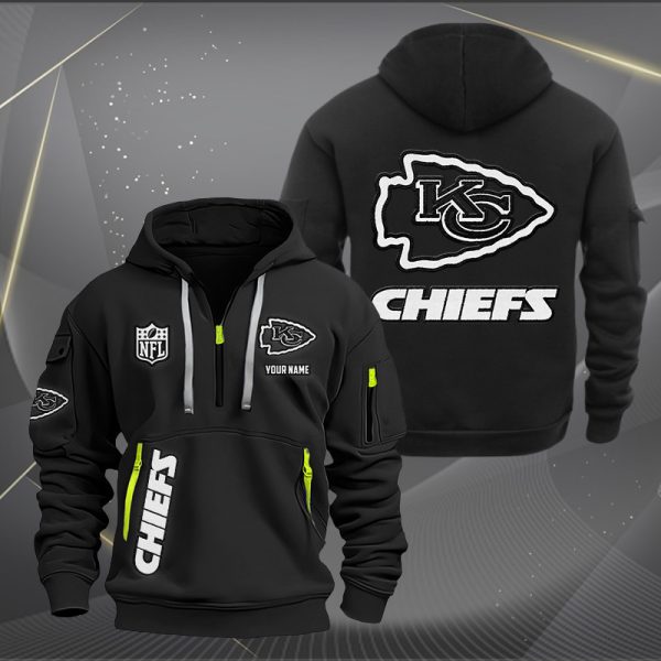 Kansas City Chiefs White Logo NFL Quarter Zip Hoodie