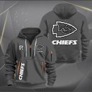 Kansas City Chiefs White Logo NFL Quarter Zip Hoodie