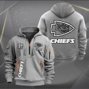 Kansas City Chiefs White Logo NFL Quarter Zip Hoodie