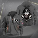 Las Vegas Raiders Football Player Skull Quarter Zip Hoodie