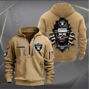 Las Vegas Raiders Football Player Skull Quarter Zip Hoodie