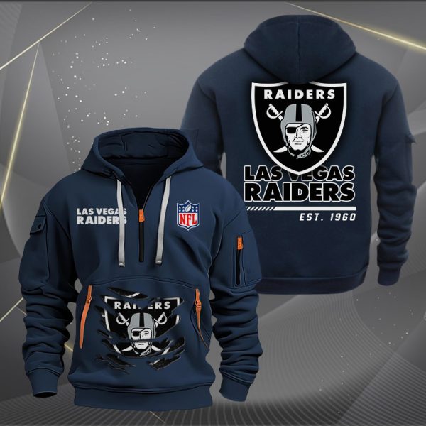 Las Vegas Raiders Monster Scratch 2 Logo NFL Quarter Zip Hoodie - Image 2