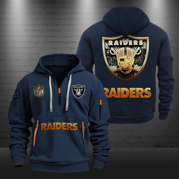 Las Vegas Raiders Golden Logo NFL Quarter Zip Hoodie - Image 2