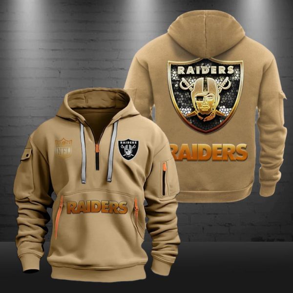 Las Vegas Raiders Golden Logo NFL Quarter Zip Hoodie - Image 4