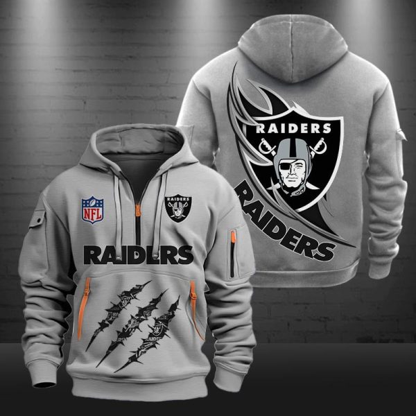 Las Vegas Raiders Monster Scratch Logo NFL Quarter Zip Hoodie