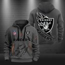 Las Vegas Raiders Monster Scratch Logo NFL Quarter Zip Hoodie