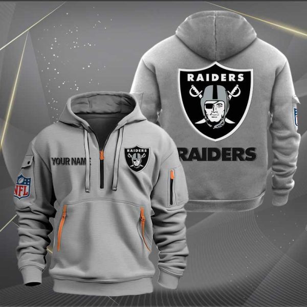 Las Vegas Raiders Logo NFL Quarter Zip Hoodie Ver 273 - Image 3