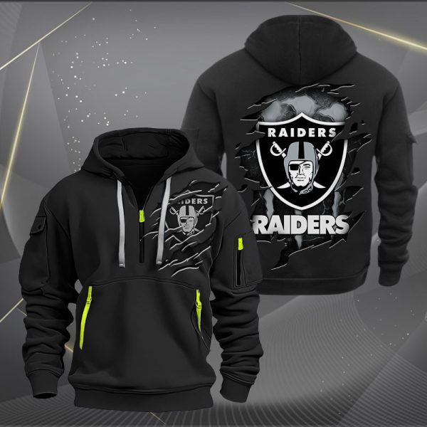 Las Vegas Raiders Scratch Logo NFL Quarter Zip Hoodie Ver 230