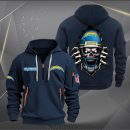 Los Angeles Chargers Football Player Skull Quarter Zip Hoodie