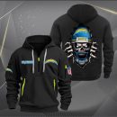 Los Angeles Chargers Football Player Skull Quarter Zip Hoodie