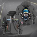 Los Angeles Chargers Football Player Skull Quarter Zip Hoodie