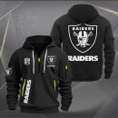 Las Vegas Raiders White Logo NFL Quarter Zip Hoodie