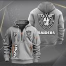 Las Vegas Raiders White Logo NFL Quarter Zip Hoodie