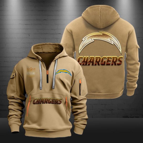 Los Angeles Chargers Golden Logo NFL Quarter Zip Hoodie - Image 5