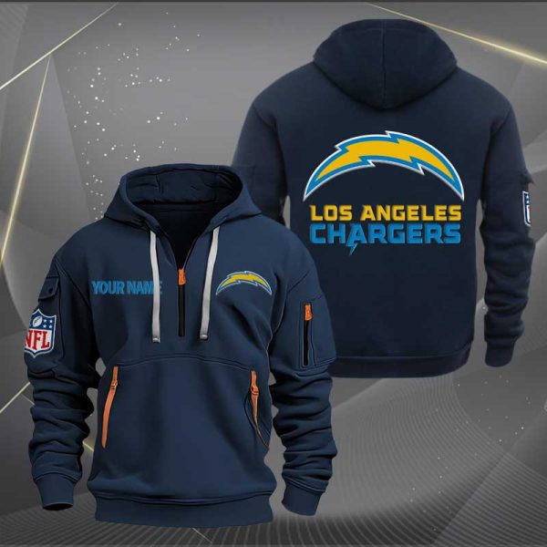 Los Angeles Chargers Logo NFL Quarter Zip Hoodie Ver 256 - Image 2