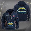 Los Angeles Chargers Monster Scratch 2 Logo NFL Quarter Zip Hoodie