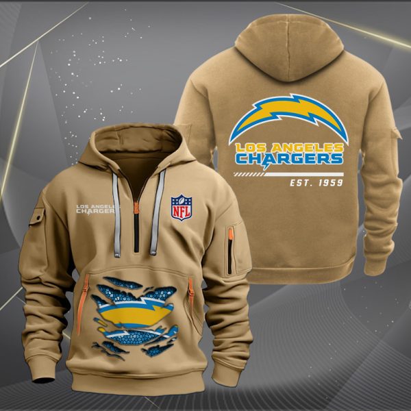 Los Angeles Chargers Monster Scratch 2 Logo NFL Quarter Zip Hoodie - Image 4