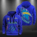 Los Angeles Chargers Monster Scratch Logo NFL Quarter Zip Hoodie