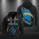 Los Angeles Chargers Monster Scratch Logo NFL Quarter Zip Hoodie
