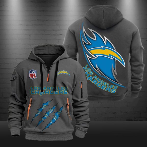 Los Angeles Chargers Monster Scratch Logo NFL Quarter Zip Hoodie - Image 4