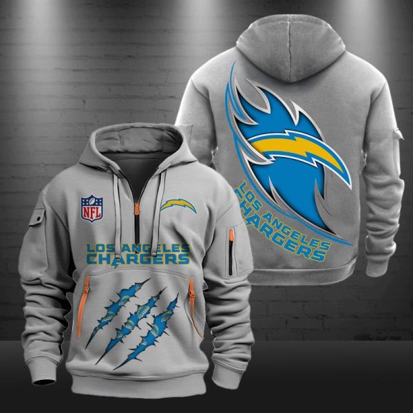Los Angeles Chargers Monster Scratch Logo NFL Quarter Zip Hoodie - Image 5