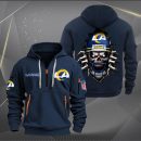 Los Angeles Rams Football Player Skull Quarter Zip Hoodie