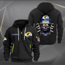 Los Angeles Rams Football Player Skull Quarter Zip Hoodie