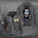 Los Angeles Rams Football Player Skull Quarter Zip Hoodie