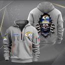Los Angeles Rams Football Player Skull Quarter Zip Hoodie