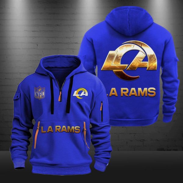 Los Angeles Rams Golden Logo NFL Quarter Zip Hoodie