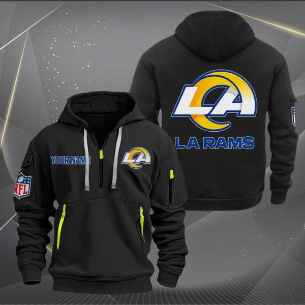 Los Angeles Rams Logo NFL Quarter Zip Hoodie Ver 276