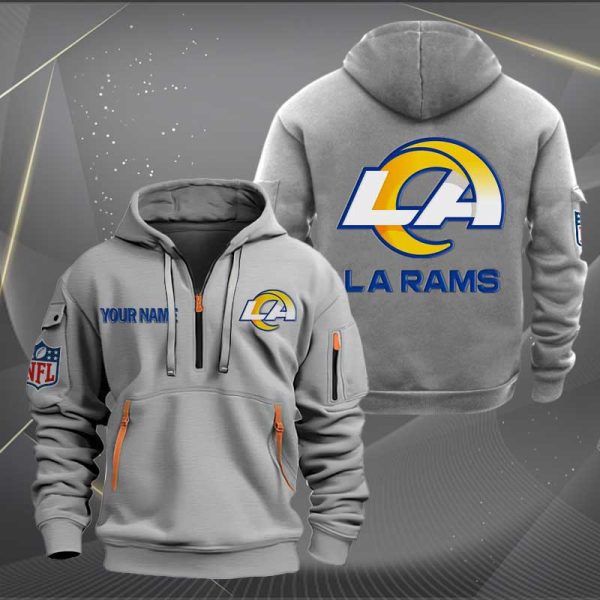 Los Angeles Rams Logo NFL Quarter Zip Hoodie Ver 276 - Image 3