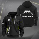 Los Angeles Chargers White Logo NFL Quarter Zip Hoodie