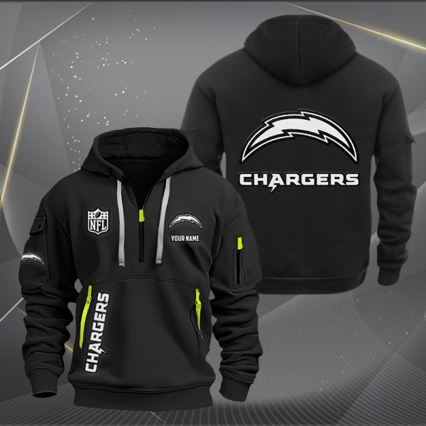 Los Angeles Chargers White Logo NFL Quarter Zip Hoodie