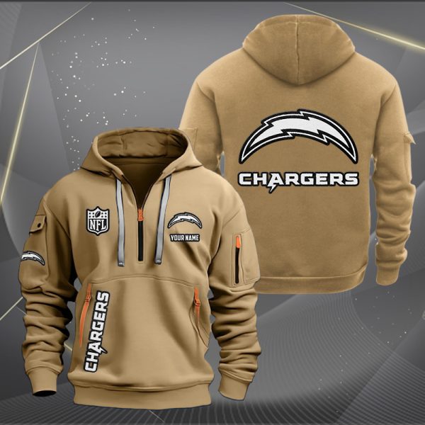 Los Angeles Chargers White Logo NFL Quarter Zip Hoodie - Image 5