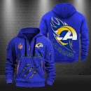 Los Angeles Rams Monster Scratch Logo NFL Quarter Zip Hoodie