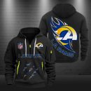 Los Angeles Rams Monster Scratch Logo NFL Quarter Zip Hoodie