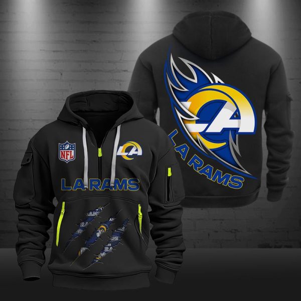 Los Angeles Rams Monster Scratch Logo NFL Quarter Zip Hoodie - Image 2