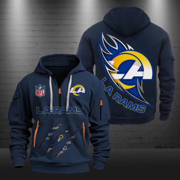Los Angeles Rams Monster Scratch Logo NFL Quarter Zip Hoodie - Image 3