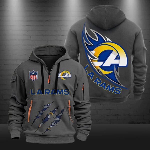 Los Angeles Rams Monster Scratch Logo NFL Quarter Zip Hoodie - Image 4