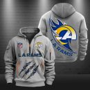 Los Angeles Rams Monster Scratch Logo NFL Quarter Zip Hoodie