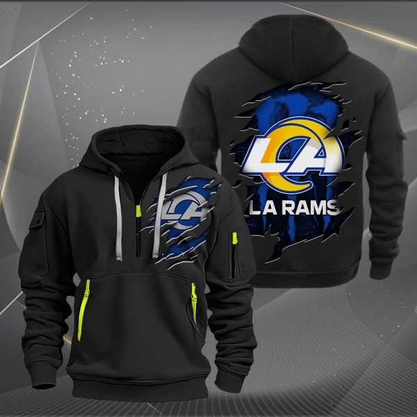 Los Angeles Rams Scratch Logo NFL Quarter Zip Hoodie Ver 229