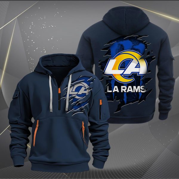 Los Angeles Rams Scratch Logo NFL Quarter Zip Hoodie Ver 229 - Image 2