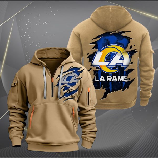 Los Angeles Rams Scratch Logo NFL Quarter Zip Hoodie Ver 229 - Image 4